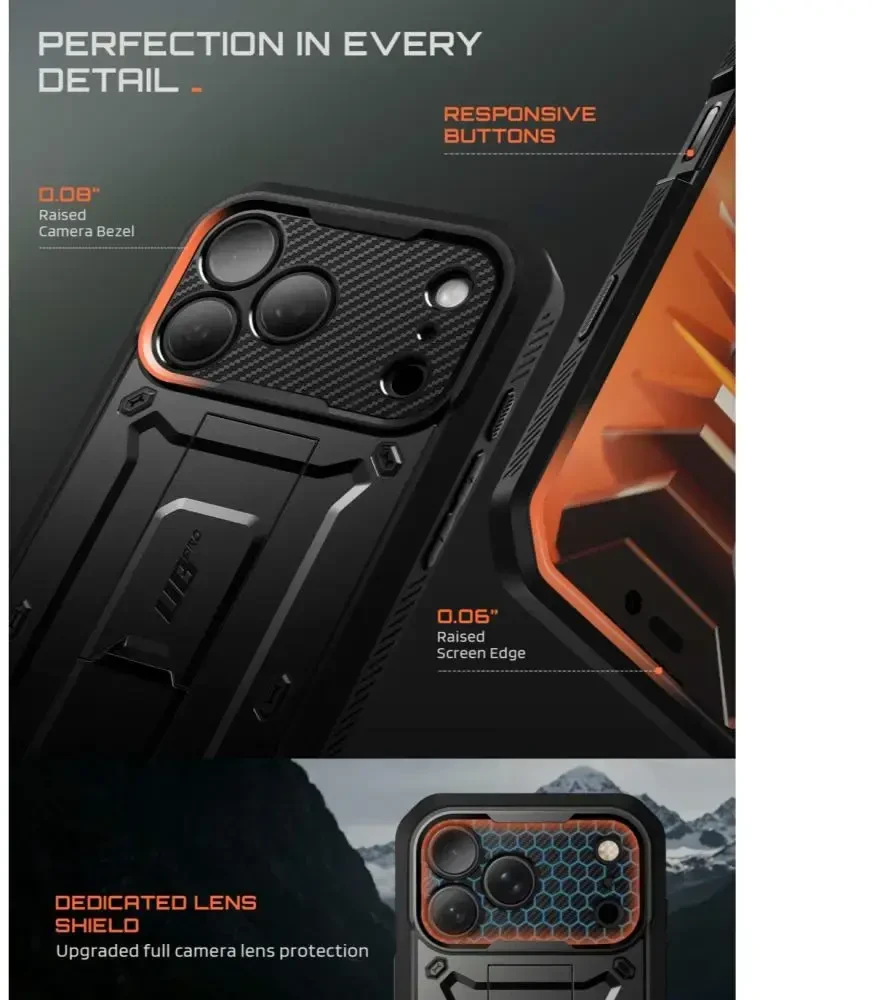 Dėklas SupCase UNICORN BEETLE Pro iPhone 17 Pro / 18 Pro Juodas