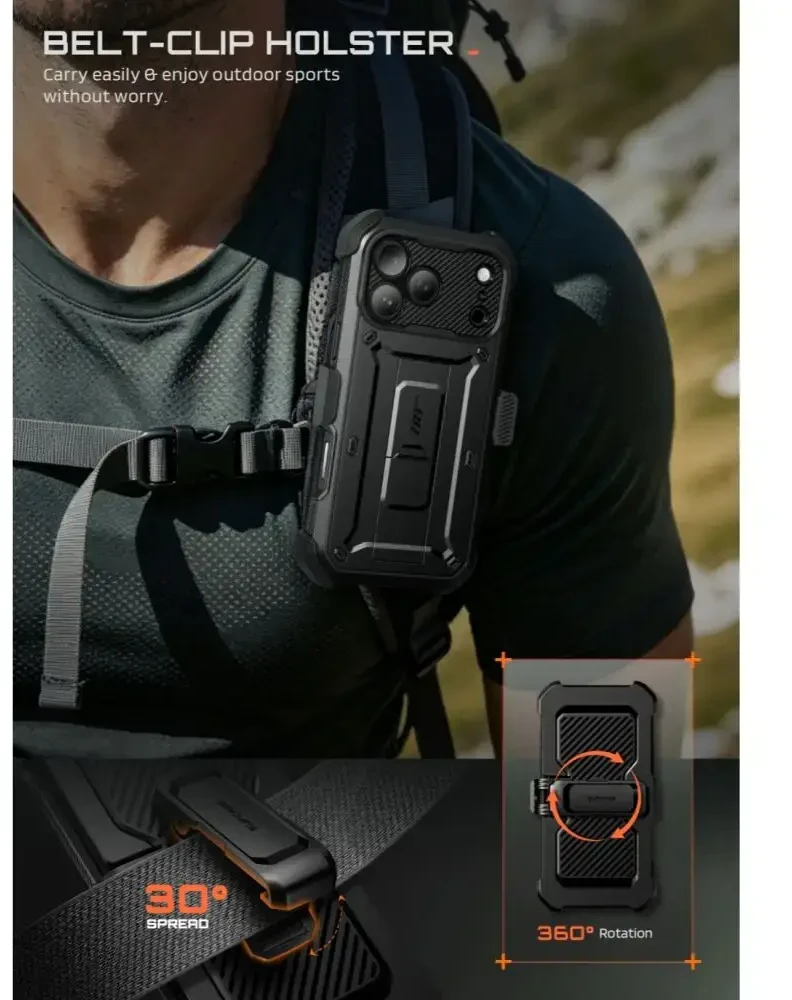 SupCase UNICORN BEETLE Pro iPhone 17 Pro Max / 18 Pro Max DĖKLAS Juodas