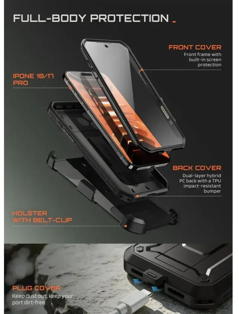 Dėklas SupCase UNICORN BEETLE Pro iPhone 17 Pro / 18 Pro Juodas