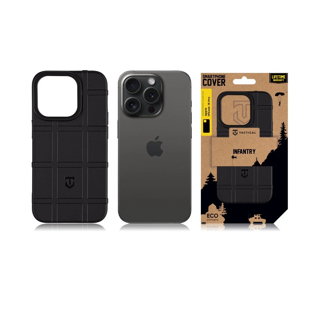 Dėklas Tactical Apple iPhone 15 Pro juodas taktinis pėstininkų dangtelis
