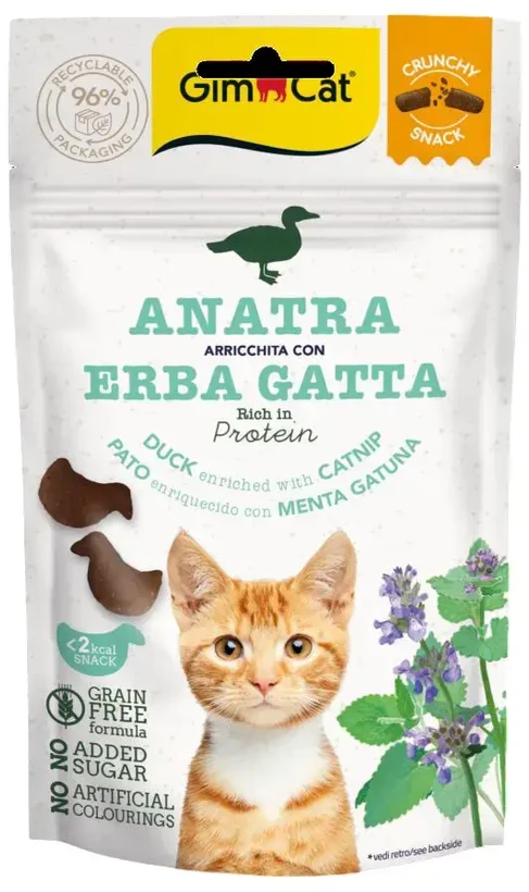 Gimborn Gimcat Crunchy Snacks Duck /Catnip traškūs skanėstai antis/katžolė 50g