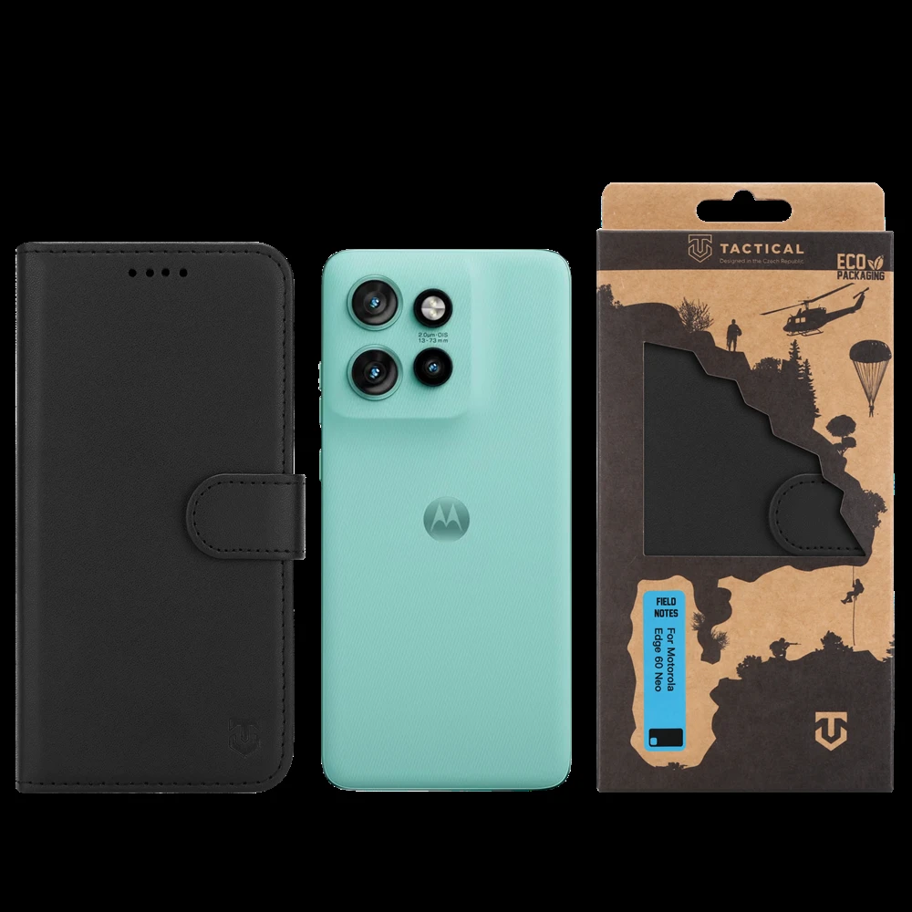 Dėklas Tactical Field Notes skirtas Motorola Edge 60 Neo juodos spalvos