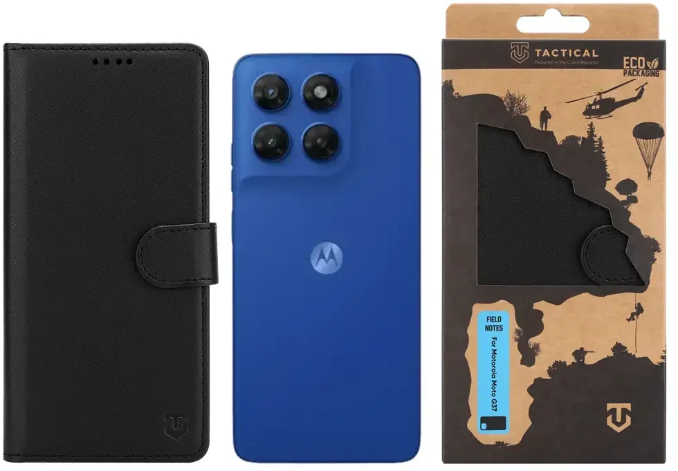Dėklas Tactical Field Notes, skirti Motorola Moto G37, juodi