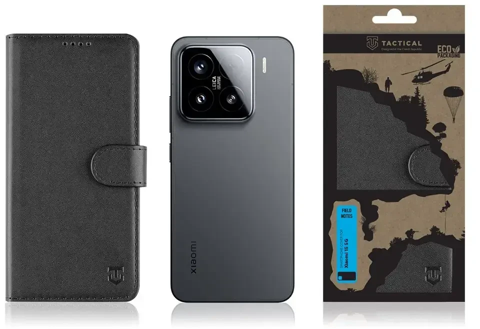 Dėklas Tactical Field Notes skirtas Xiaomi 15 5G juodos spalvos