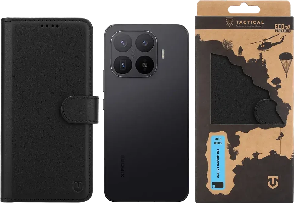 Dėklas Tactical Field Notes, skirti Xiaomi 17T Pro – juodi