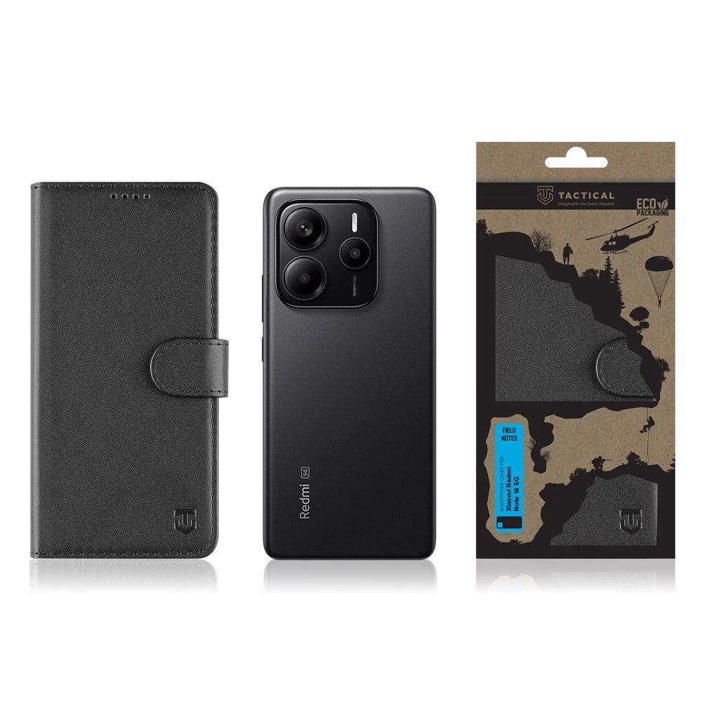 Tactical Field Notes skirtas Xiaomi Redmi Note 14 5G dėklas telefonui juodos spalvos