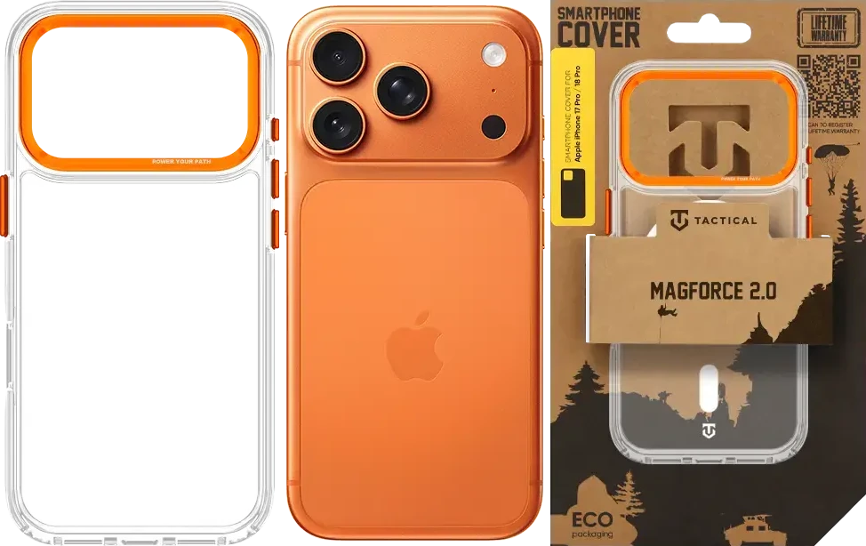 Dėklas Tactical MagForce 2.0 Apple iPhone 17 Pro/18 Pro viršelis oranžinis