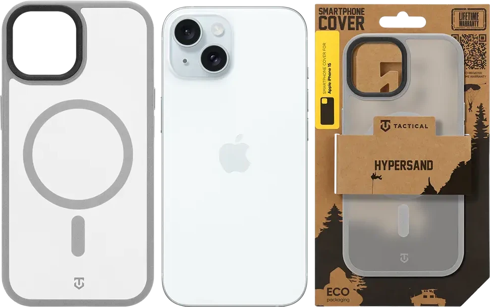 Dėklas Tactical MagForce Hypersand Cover for Apple iPhone 15 Light Pilkas