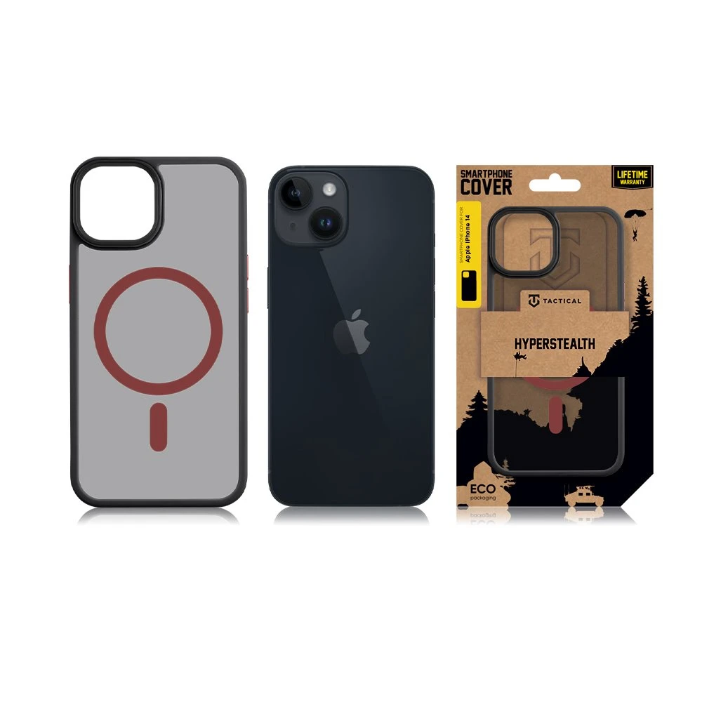 Tactical MagForce Hyperstealth 2.0 dėklas telefonui Apple iPhone 14 juodos ir raudonos spalvos