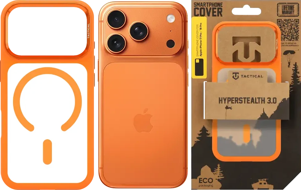 Dėklas Tactical MagForce Hyperstealth 3.0 Cover for Apple iPhone 17 Pro/18 Pro Agent Oranžinis
