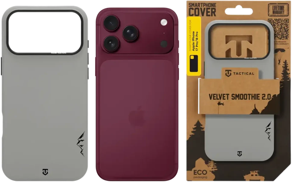 Tactical MagForce Velvet Smoothie 2.0 dėklas Apple iPhone 18 Pro/17 Pro telefonui, rūko spalvos