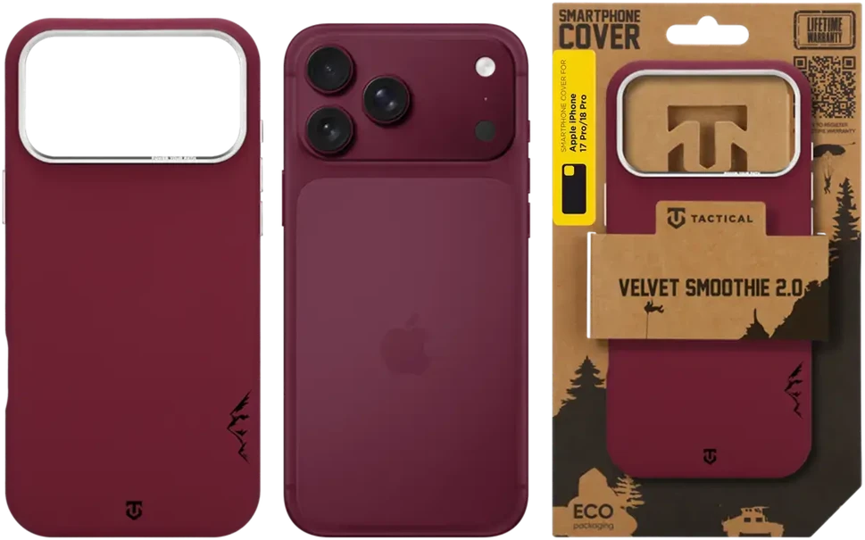 Dėklas Tactical MagForce Velvet Smoothie 2.0 Cover for Apple iPhone 18 Pro/17 Pro Burgundy