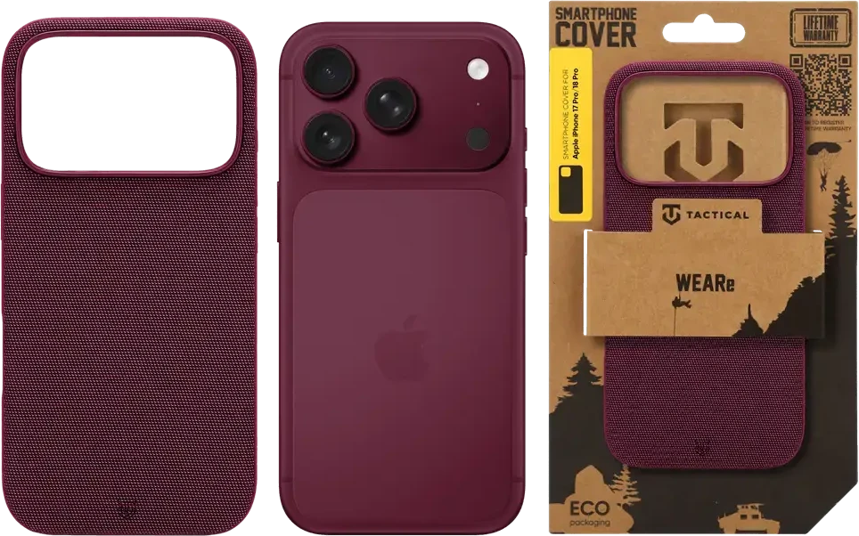 Dėklas Tactical MagForce WEARe Cover for Apple iPhone 17 Pro/18 Pro Burgundy