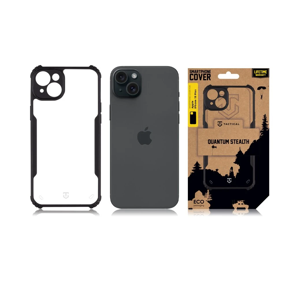 Dėklas Tactical Quantum Stealth dangtelis, skirtas Apple iPhone 15 Plus skaidrus/juodas