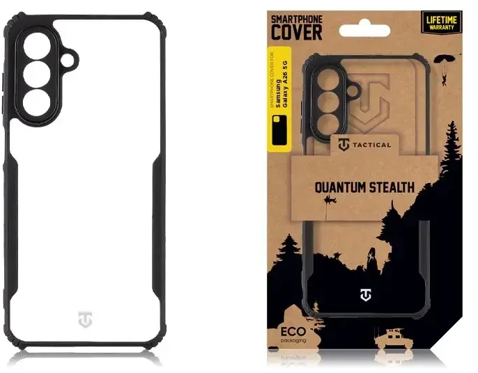 Tactical Quantum Stealth dėklas skirtas Samsung Galaxy A26 5G skaidrus ir juodos spalvos