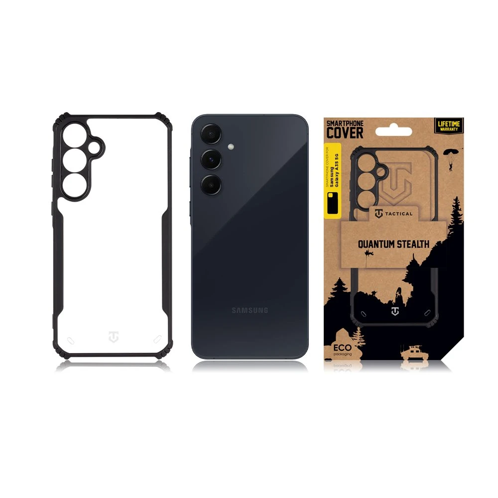 Dėklas Tactical Quantum Stealth Cover Samsung Galaxy A35 5G Clear/Juodas