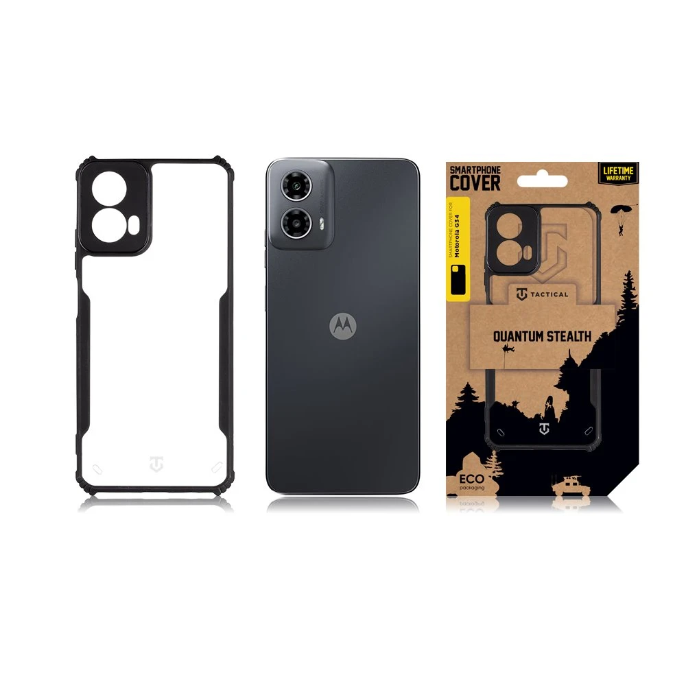 Dėklas Tactical Taktinis kvantinis slaptas dangtelis, skirtas Motorola G34 skaidrus/juodas