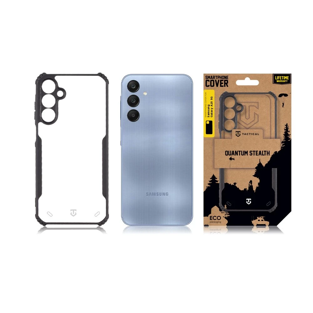 Dėklas Tactical Quantum Stealth Cover Samsung Galaxy A25 5G Clear/Juodas