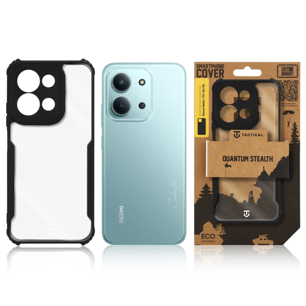 Tactical Quantum Stealth dėklas skirtas Xiaomi Redmi 15C 4G/5G Clear/Juodas