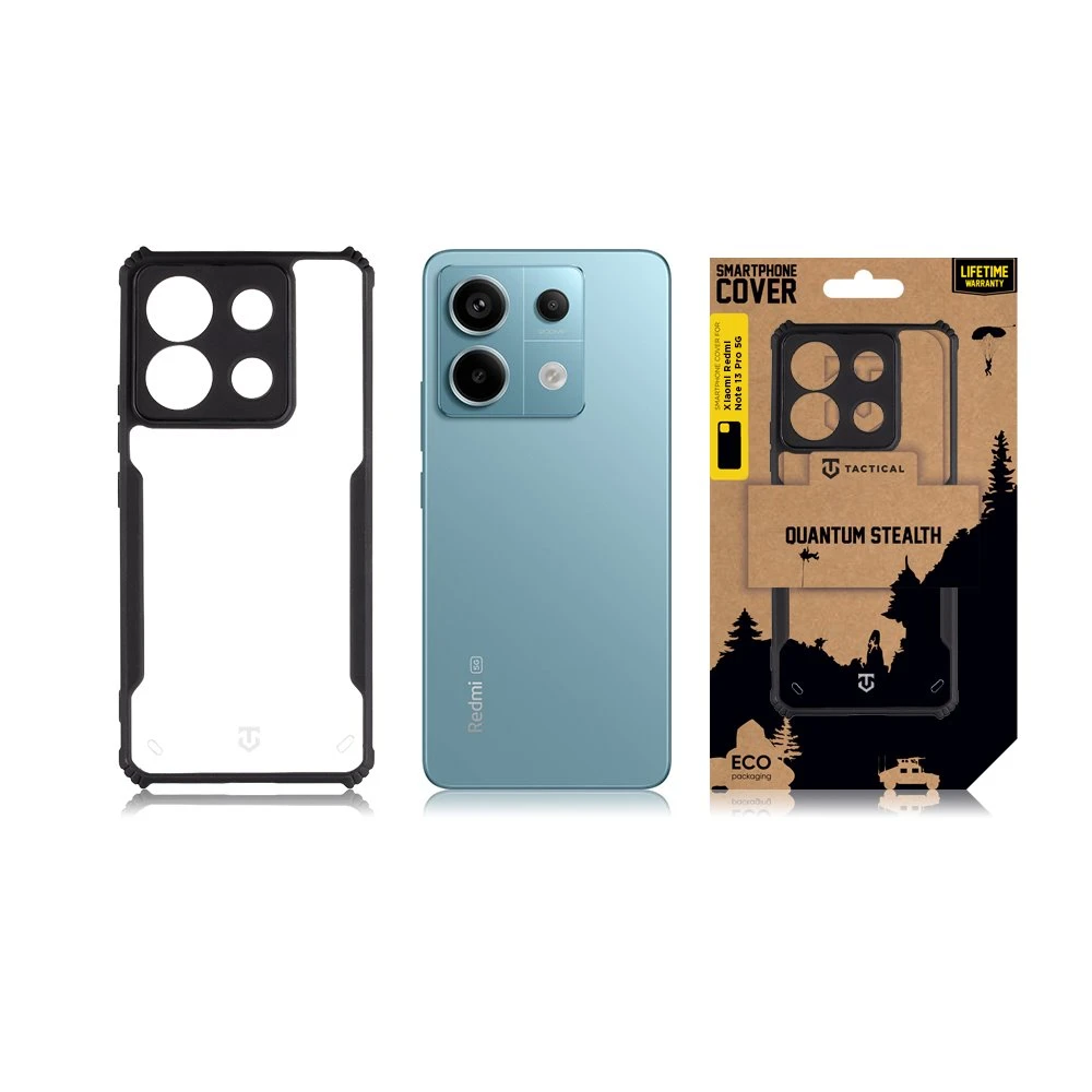 Dėklas „Xiaomi Redmi Note 13 Pro 5G Clear/Juodas“ skirtas „Tactical Quantum Stealth“ dangtelis