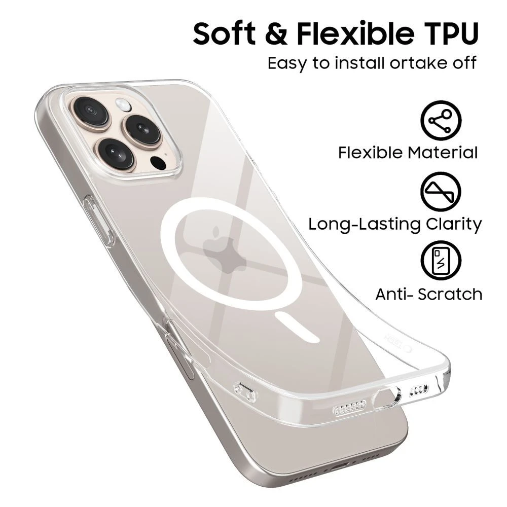 „Tech-Protect FlexAir MagSafe“ dėklas, skirtas „iPhone 16e“ / „17e“ – skaidrus