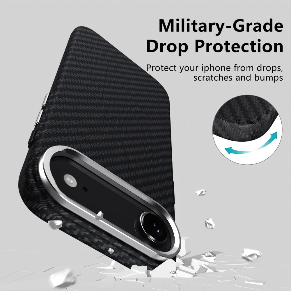 Tech-Protect Ion Carbon MagSafe dėklas skirtas Apple iPhone 17 Air – juodos spalvos ir Sidabrinis