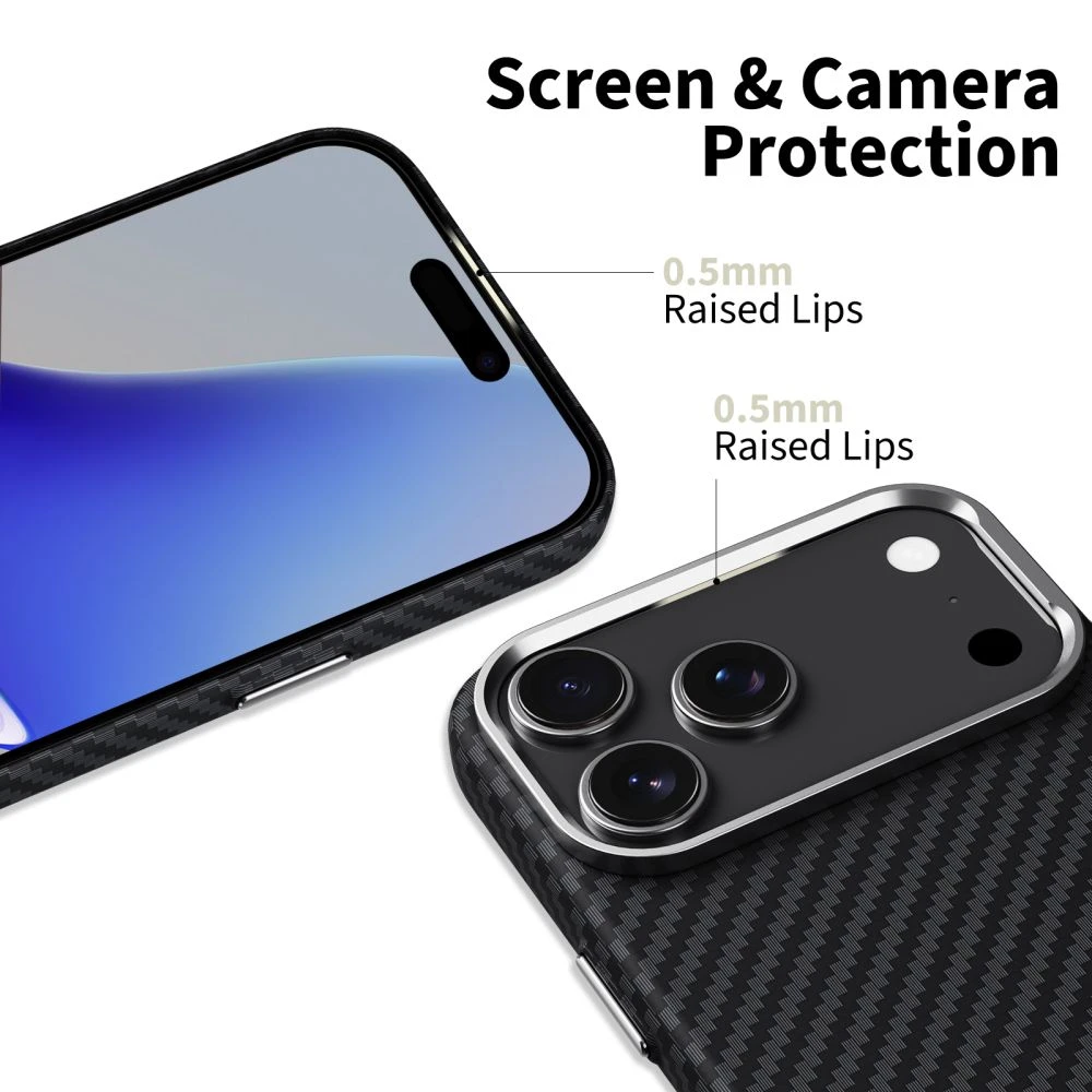 Dėklas Tech-Protect Ion Carbon Magsafe iPhone 17 Pro juodas/sidabrinis