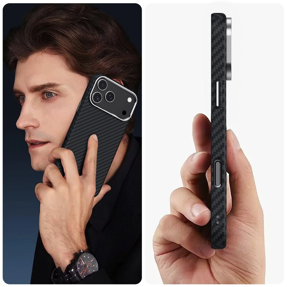 Dėklas Tech-Protect Ion Carbon Magsafe iPhone 17 Pro juodas/sidabrinis