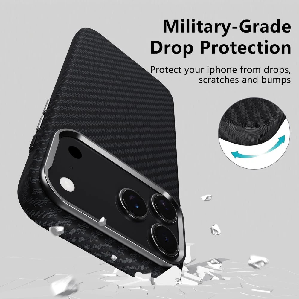 Dėklas Tech-Protect Ion Carbon Magsafe iPhone 17 Pro juodas/sidabrinis