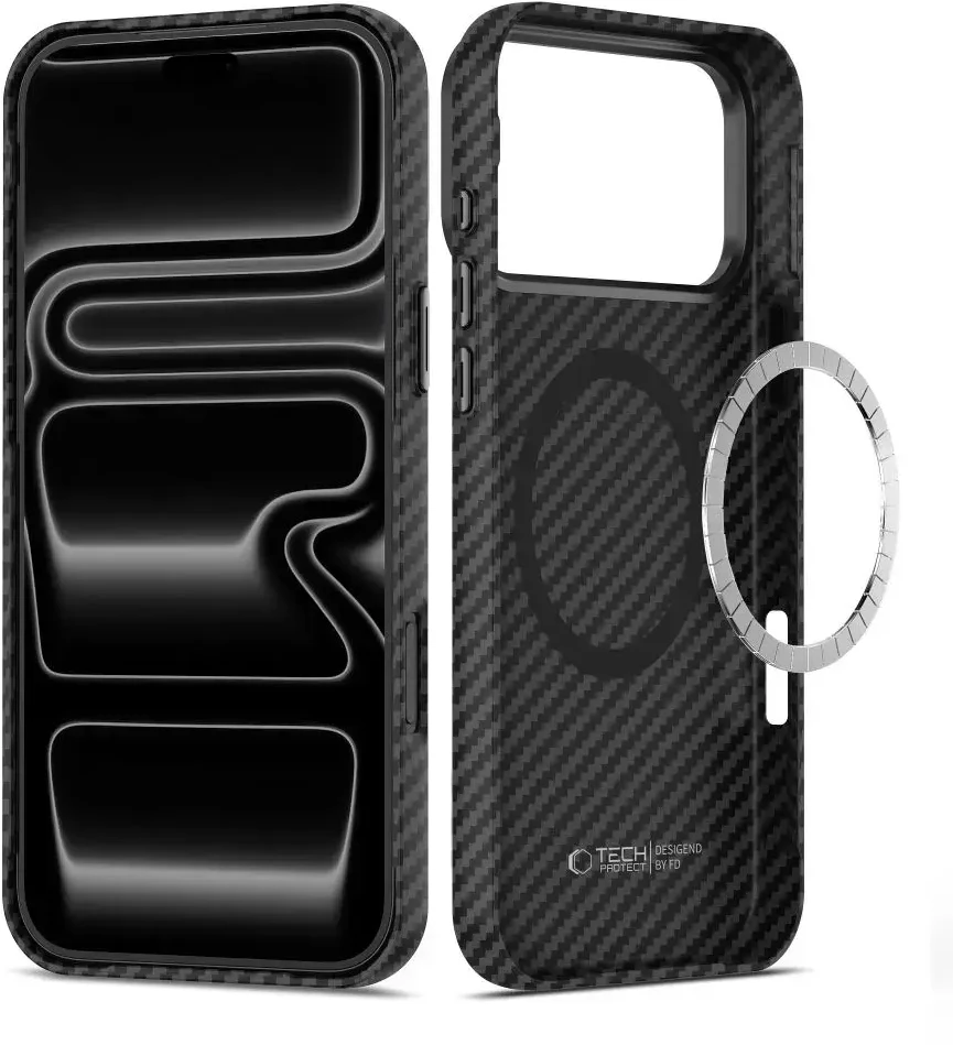 Dėklas Tech-Protect ION CARBON MagSafe iPhone 17 Pro Max / 18 Pro Max Juodas/SIDABRINIS
