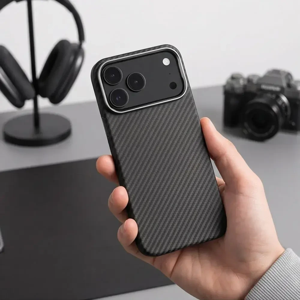 Dėklas Tech-Protect ION CARBON MagSafe iPhone 17 Pro / 18 Pro Juodas/SIDABRINIS