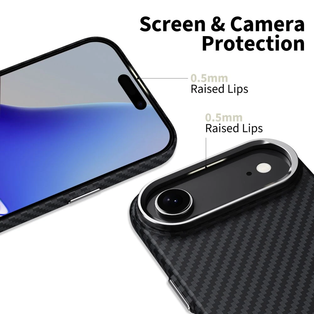Tech-Protect Ion Carbon MagSafe dėklas skirtas Apple iPhone 17 Air – juodos spalvos ir Sidabrinis