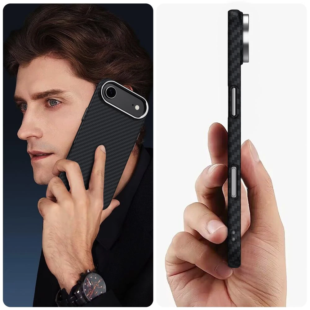 Tech-Protect Ion Carbon MagSafe dėklas skirtas Apple iPhone 17 Air – juodos spalvos ir Sidabrinis