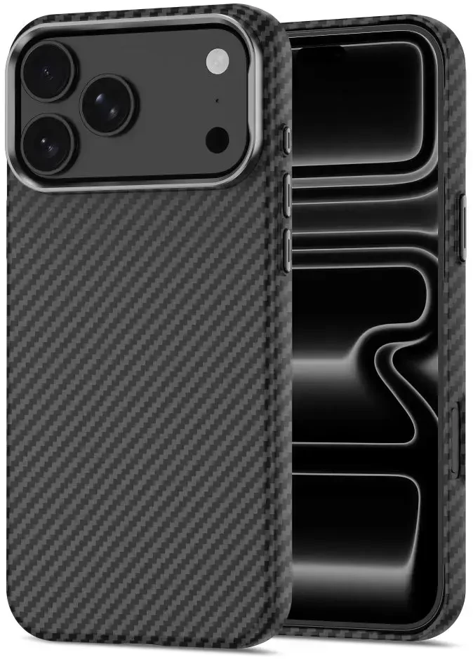 Dėklas Tech-Protect ION CARBON MagSafe iPhone 17 Pro / 18 Pro Juodas/SIDABRINIS