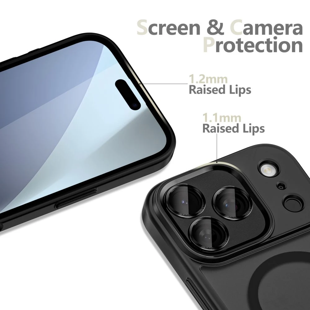 Tech-Protect MagCam MagSafe dėklas skirtas Apple iPhone 17 Pro – matinis juodos spalvos