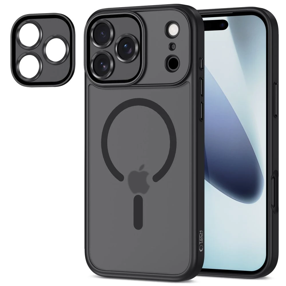 Tech-Protect MagCam MagSafe dėklas skirtas Apple iPhone 17 Pro – matinis juodos spalvos