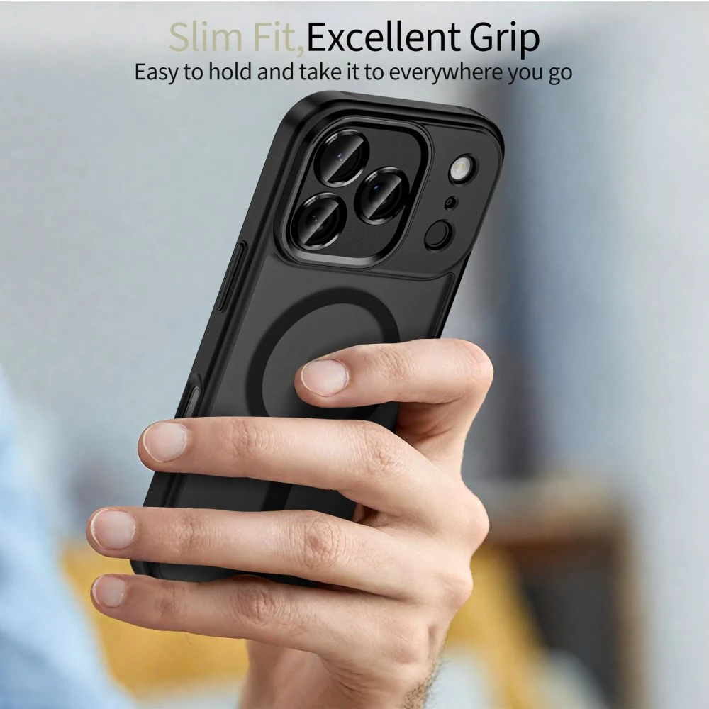 Tech-Protect MagCam MagSafe dėklas skirtas Apple iPhone 17 Pro – matinis juodos spalvos