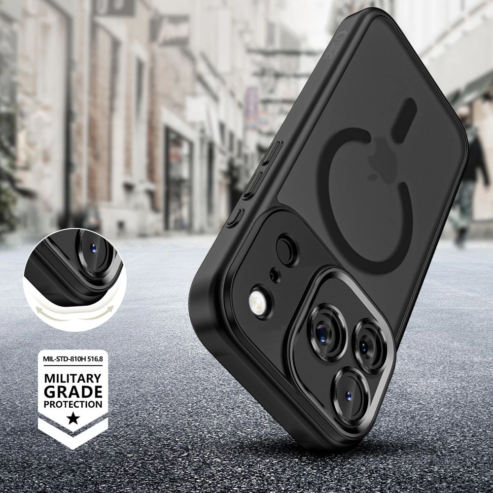Tech-Protect MagCam MagSafe dėklas skirtas Apple iPhone 17 Pro – matinis juodos spalvos