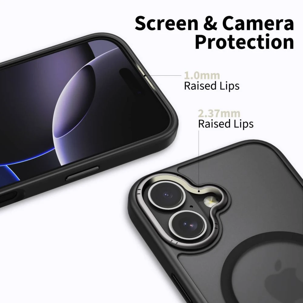 „Tech-Protect MagEdge MagSafe“ dėklas, skirtas „iPhone 17“ – matinis juodas
