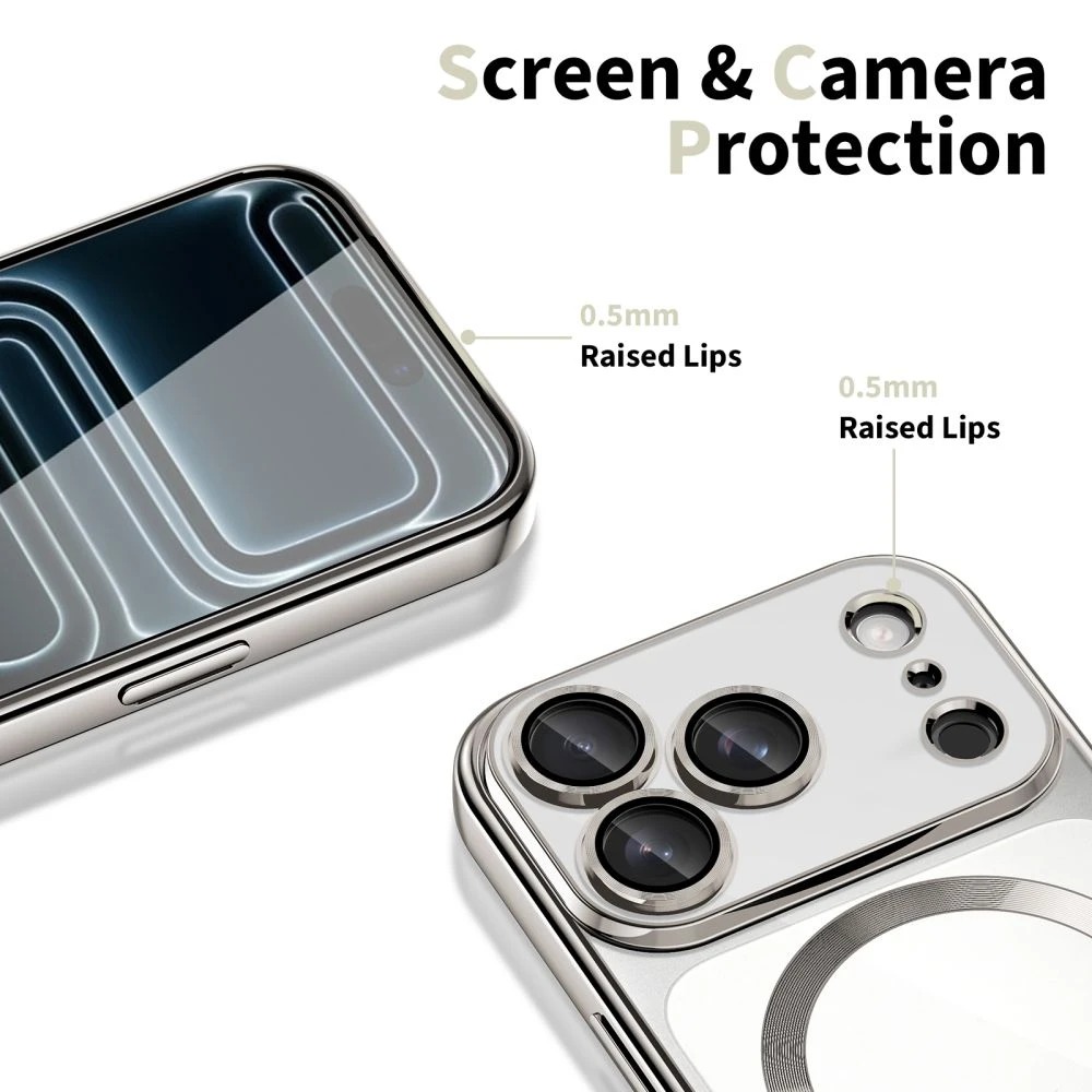 „Tech-Protect MagFlex MagSafe“ dėklas, skirtas „iPhone 17 Pro Max“ – skaidrus, sidabrinis