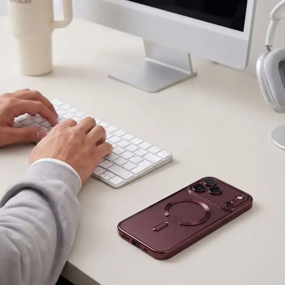 Dėklas TECH-PROTECT MAGFLEX MAGSAFE IPHONE 17 PRO / 18 PRO SHINY BURGUNDY