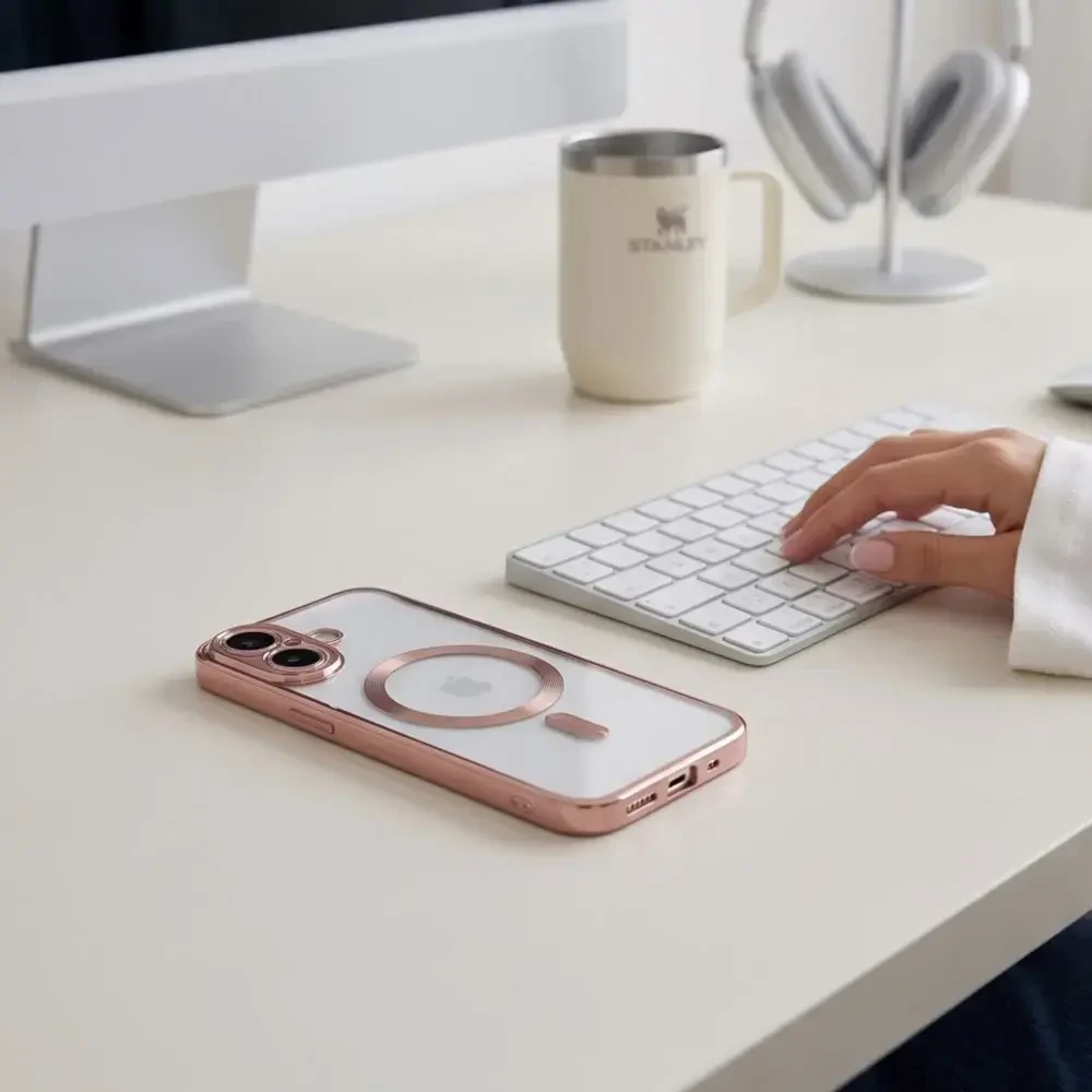 Dėklas Tech-Protect MagFlex Case for iPhone 17 - Transparent Rožinė