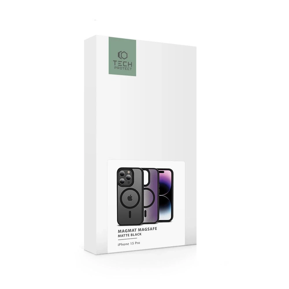 Tech-Protect MagMat MagSafe iPhone 15 Pro – matte dėklas telefonui juodos spalvos
