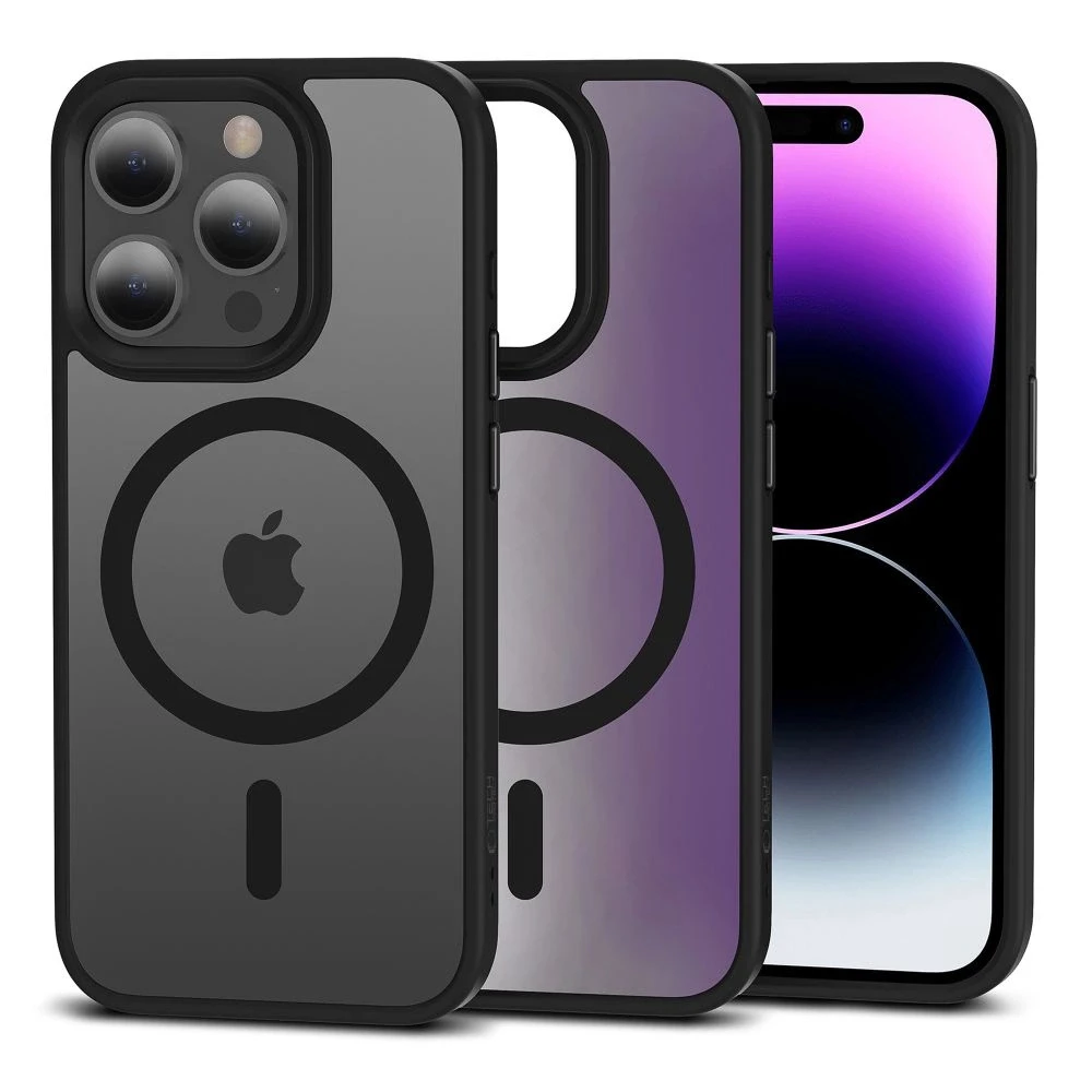 Tech-Protect MagMat MagSafe iPhone 15 Pro – matte dėklas telefonui juodos spalvos