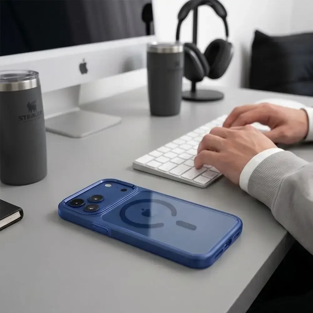 Dėklas Mėlyna Tech-Protect Magmat Magsafe CC do iPhone 17 Pro Max / 18 Pro Max deep mėlynas/clear