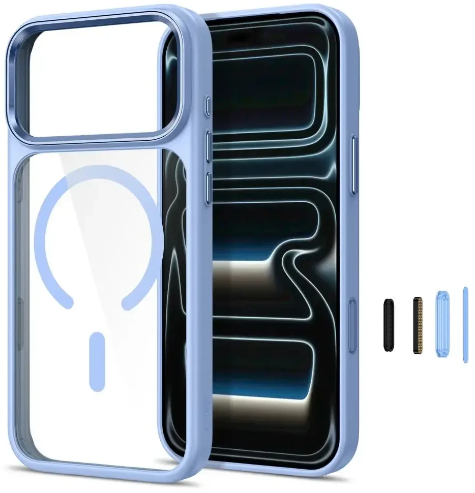 Dėklas Mėlyna Tech-Protect Magmat Magsafe CC do iPhone 17 Pro / 18 Pro light mėlynas/clear