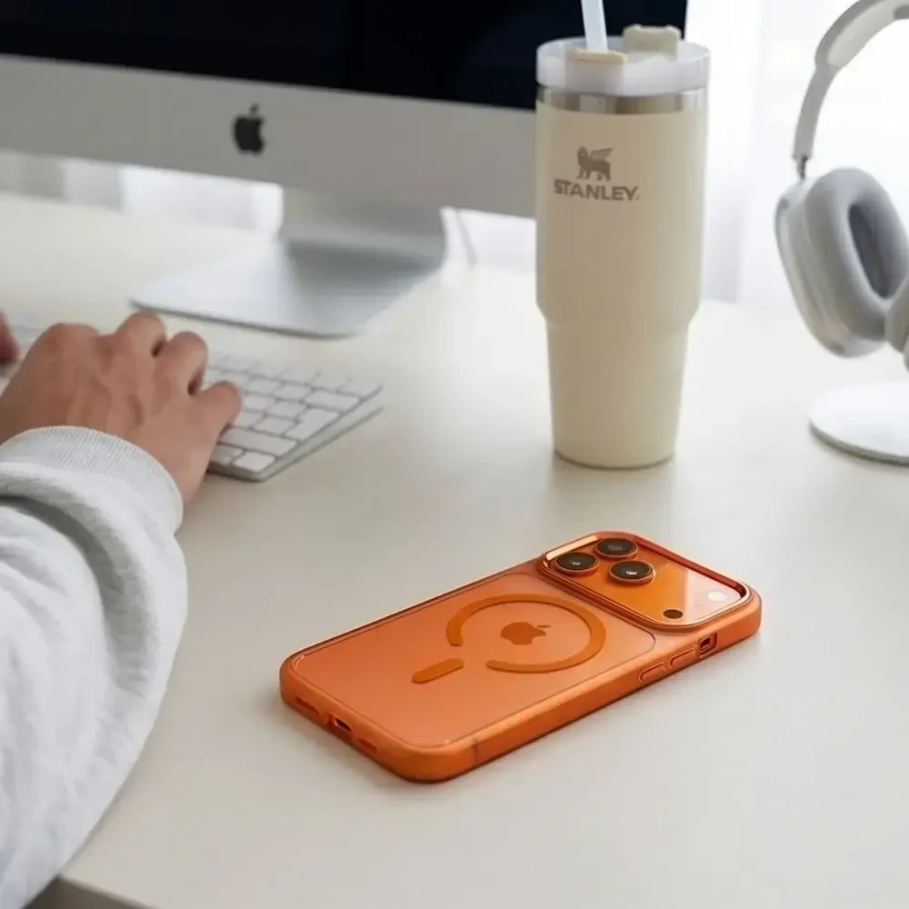Dėklas Tech-Protect Magmat Magsafe CC case for iPhone 17 Pro / 18 Pro - oranžinis-transparent