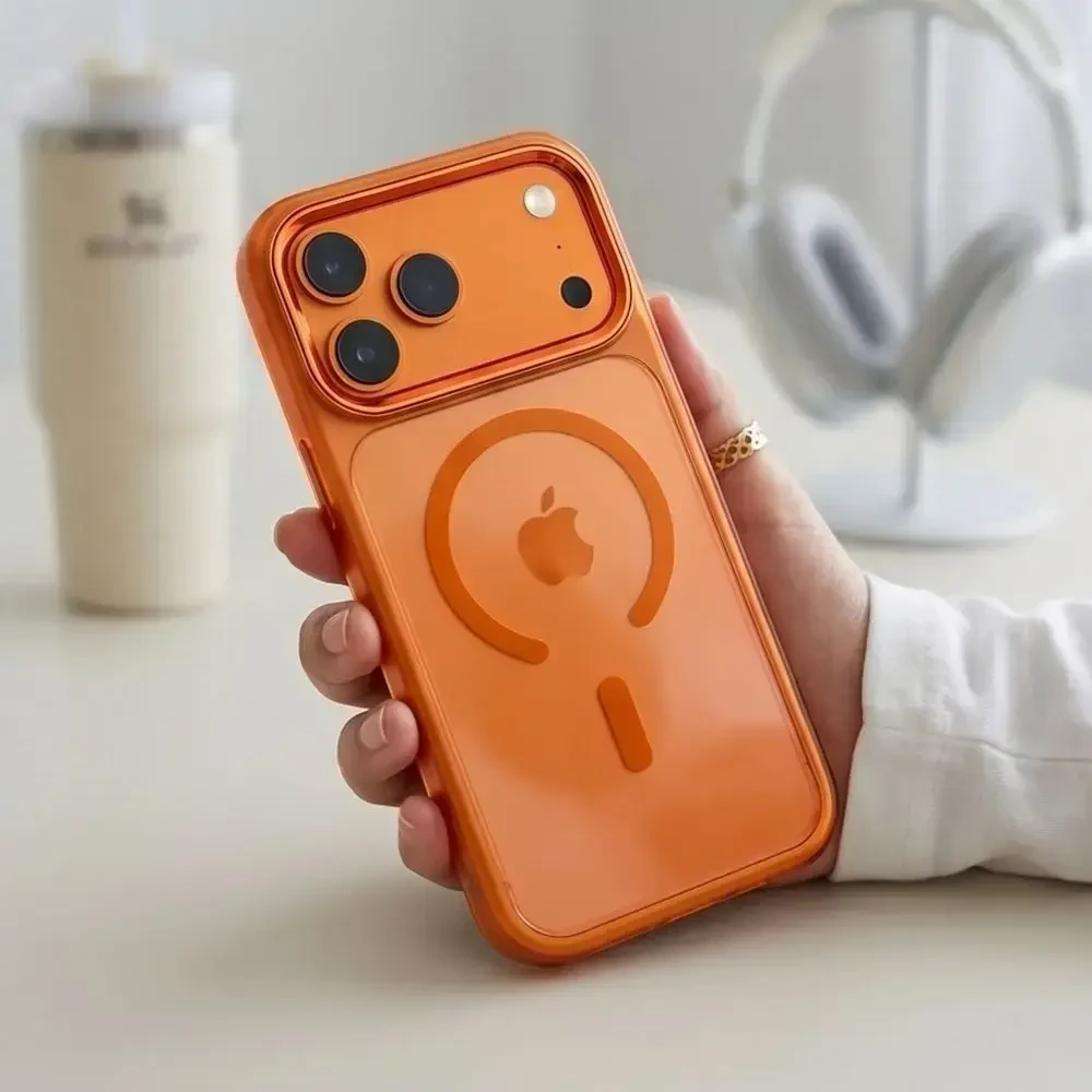 Dėklas Tech-Protect Magmat Magsafe CC case for iPhone 17 Pro / 18 Pro - oranžinis-transparent