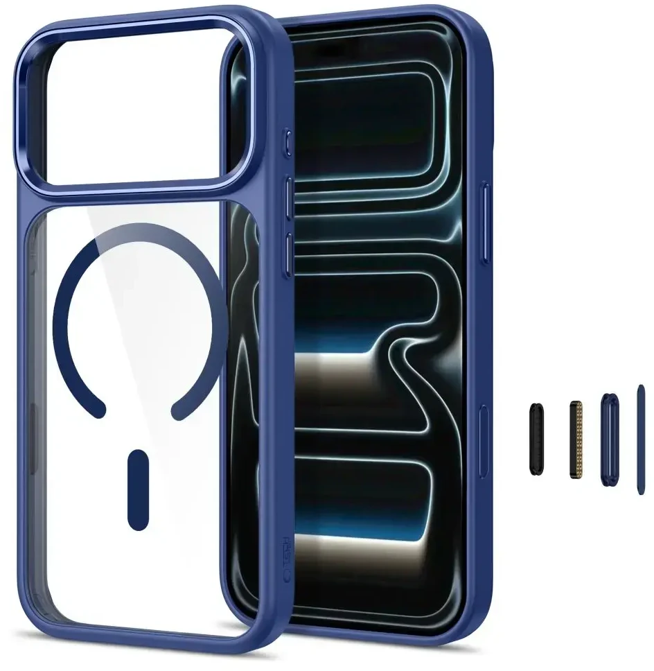 Dėklas Mėlyna Tech-Protect Magmat Magsafe CC do iPhone 17 Pro Max / 18 Pro Max deep mėlynas/clear