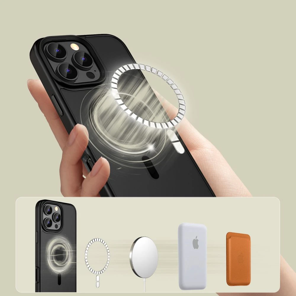 Apple iPhone 16 Pro Tech-Protect Magmat MagSafe Matte dėklas telefonui juodos spalvos